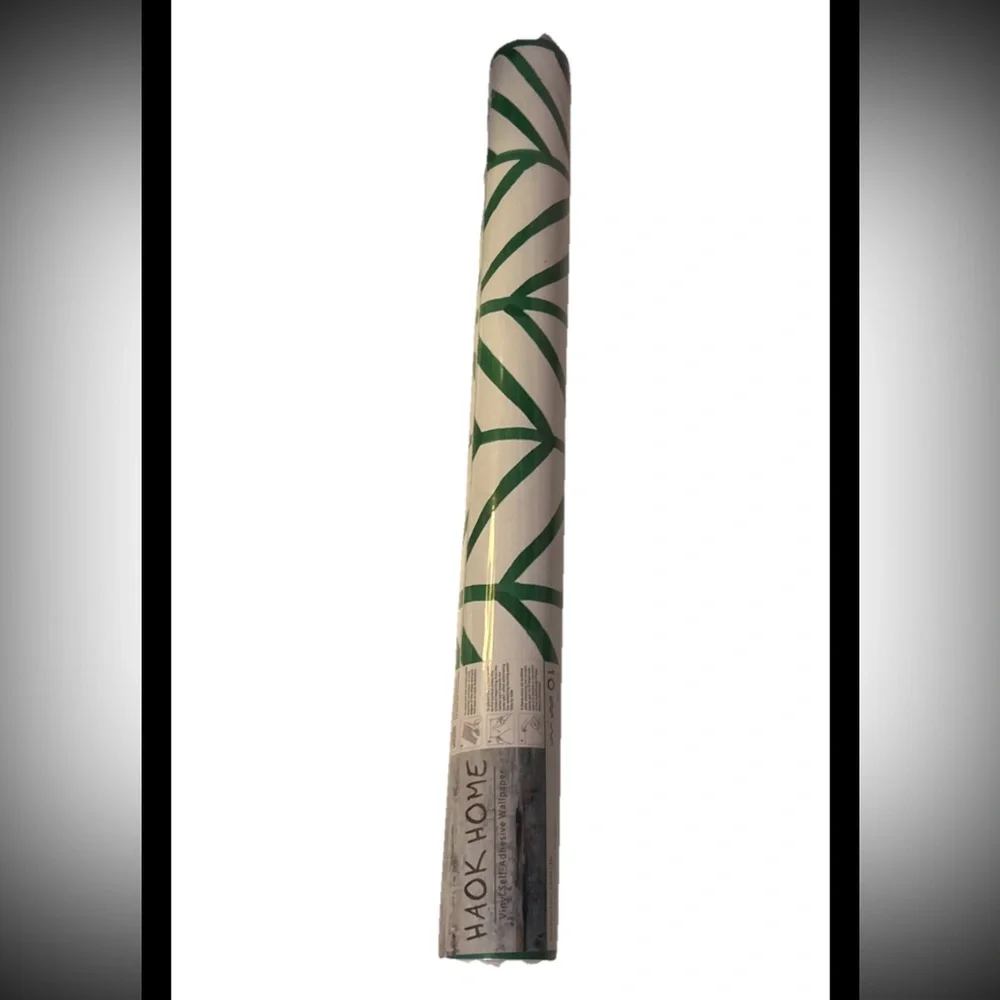 Hoak Home Peel & Stick Green White Vinyl Herringbone SelfAdhesive Wallpaper Boho